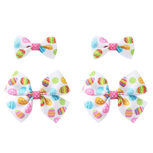 4Pcs Easter Egg Hair Bows Baby Toddler Girls Ribbon Alligator Clips Cute Hair Accessories