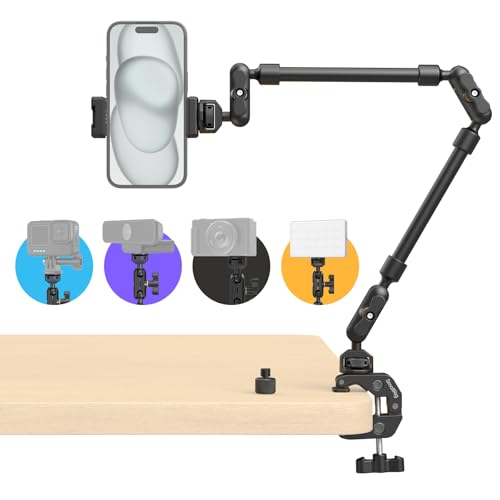 SMALLRIG 22" Magic Arm Clamp, Overhead Phone Mount Holder Stand, Flexible Desk Camera Mount, Articulating Friction Boom Arm, for POV Shot, Filming, Light, Webcam, Action Camera - style: Double Ball Joints