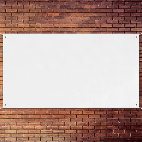 Zonon Large Blank Banners And Signs Polyester Oxford Cloth Sublimation Banner To Decorate With Hanging Rope For Indoor Wall Outdoor Easy to Hang DIY Signs For Business Office (White,5 x 10 Feet) - color: White, size: 5 x 10 Feet