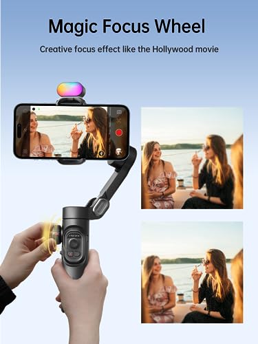 AOCHUAN Gimbal stabilizer for Smartphone,Gesture Control/face Tracking,Magnetic Fill Light,Foldable Handheld Phone Gimbal,3-axis stabilizer TikTok YouTube Vlog Recording XE kit - style: Smart XE Kit