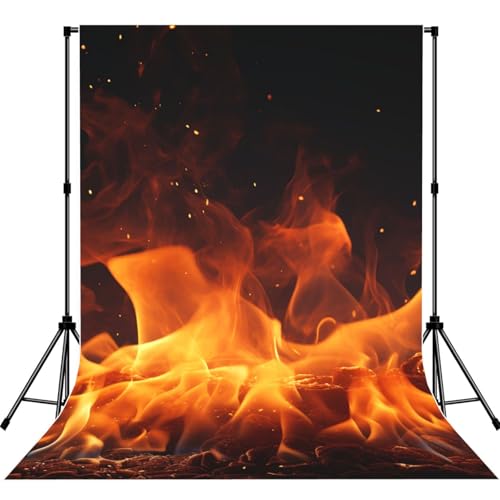 Dancing Fire Backdrop Background for Photography 5x7ft Photobooth Professional Photo Backdrop Curtains Video Photography Studio Photo Backgrounds Banner Booth Background Screen Parties - color: Dancing Fire