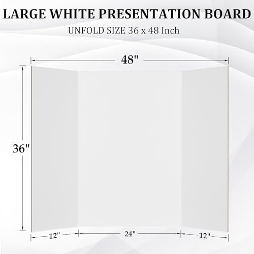 Ndsox 4 Pack 36" x 48" White Trifold Poster Board Large Corrugated Tri Fold Business Presentation Boards Picture Posterboard for Science Fairs, School Projects, Event Displays, Art Exhibitions - color: White, size: 36 x 48 Inch