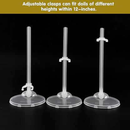 E-TING Transparent Dolls Holder Stand Support for 9inches-12inches Dolls - Pack of 10