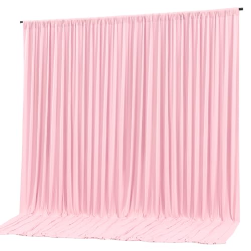10x10ft Pink Backdrop Curtain Panels for Parties - Wrinkle Free Polyester Photo Curtain Backdrop Wedding Back Drop Fabric Drapes for Party Decorations Background for Photography - color: Pink, size: W5' X H10'(2 Panels)