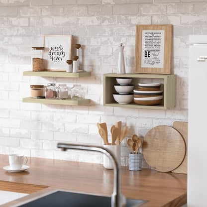 RICHER HOUSE Floating Shelves Set of 3, Modern Bathroom Shelves Wall Mounted with Invisible Brackets Over Toilet, Rustic Wall Shelves for Bathroom Bedroom, Living Room, Kitchen - Light Brown - color: Light Brown, size: 2+1