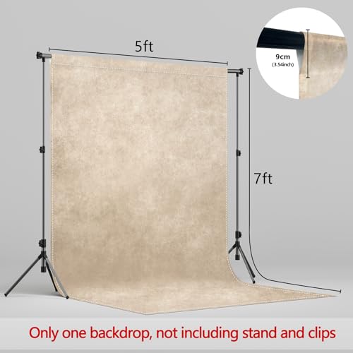 5x7ft Fabric Beige Abstract Texture Photography Backdrop (No Stand No Clips) Portrait Photoshoot Background Adult Newborn Child Headshot Photo Studio Props Booth Rod Pocket On Top - color: Beige, size: 5'x7'