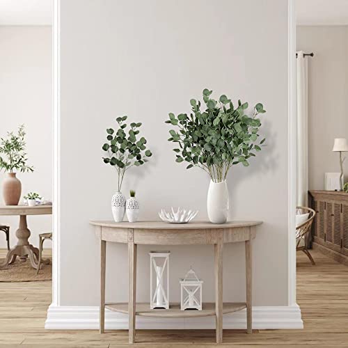 Sggvecsy 6 Pcs Eucalyptus Leaves Artificial Eucalyptus Stems Long Silver Dollar Leaves Faux Leaf Branches Fake Silk Eucalyptus for Spring Summer Home Festival Thanksgiving Christmas Decor (Green) - color: Green