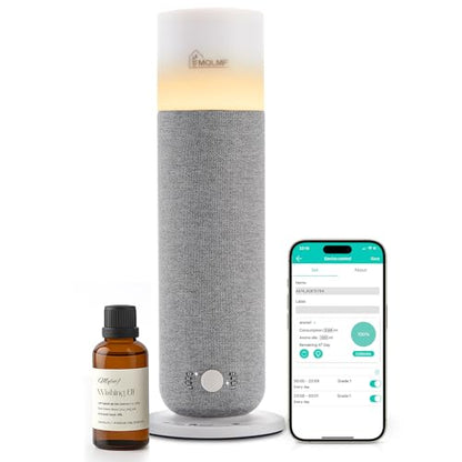 Hotel Collection Diffuser Machine,Fabric-Wrapped Design,Candlelight Atmosphere Lamp,Whisper-Quiet,1000 Sq Ft,Scent Waterless Essential Oil Diffuser,Scent Air Machine Home - Grey - color: Grey
