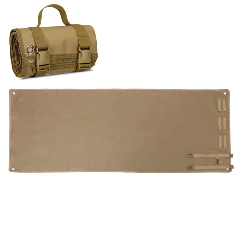 Outdoor Camping Tactical Training Shooting Mat Anti Slip Pad, Waterproof and Moisture-Proof Folding Mat Picnic Blanket Portable with Carry Strap - color: Khaki