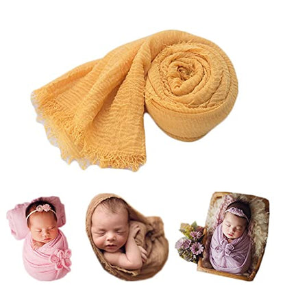 Coberllus Newborn Baby Photography Props Blanket Ripple Swaddle Wrap for Boy Girls Photo Shoot Posing - color: Dark Yellow