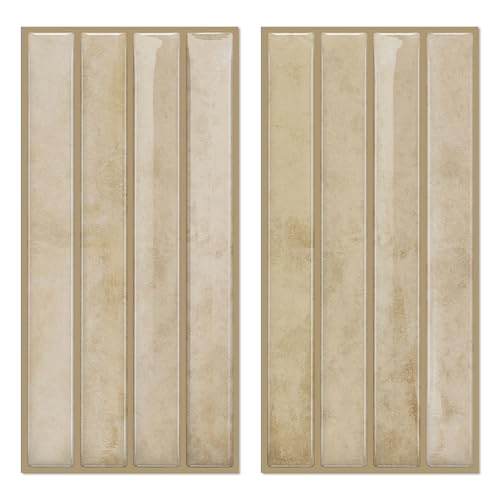 VICCI 20-Sheet Subway Tile Stickers, Warm Brown 3D Textured Marble Peel and Stick Backsplash 4.72x9.68 Inch, Waterproof No-Grout - color: Warm Brown