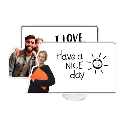 Personalized Acrylic Message Board with Custom Photo, Cartoon Style Option, Clear Dry Erase Writing Board for Desk Home Office Decor, Reusable Custom Gift