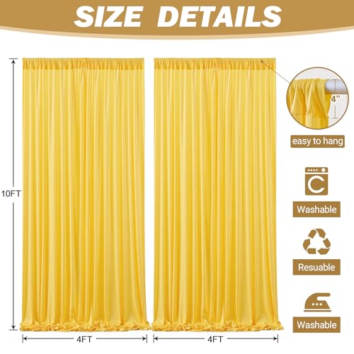 8ftx10ft Wrinkle Free Yellow Backdrop Curtain - 10 Feet Photography Backdrop Drapes, Silky Polyester Back Drop Cloth for Wedding Baby Shower Balloon Arch Background - color: Yellow, size: 8FTx10FT (W4'xH10', 2 Panels)