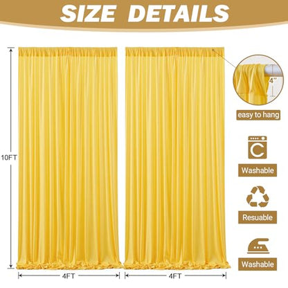 8ftx10ft Wrinkle Free Yellow Backdrop Curtain - 10 Feet Photography Backdrop Drapes, Silky Polyester Back Drop Cloth for Wedding Baby Shower Balloon Arch Background - color: Yellow, size: 8FTx10FT (W4'xH10', 2 Panels)