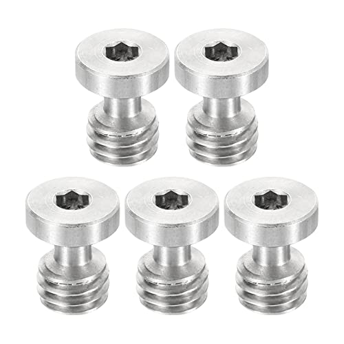 PATIKIL 3/8"-16 Thread 16mm Length Camera Quick Release Screw Tripod Screw, 5 Pack Stainless Steel Hex Slot Screws for DSLR Camera Rig Accessories, Silver - size: 16mm