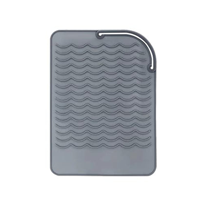 Heat Resistant Mat for Curling Iron, Flat Irons and Hair Straightener Hair Styling Tools 9" x 6.5", Food Grade Silicone, Grey - color: Grey