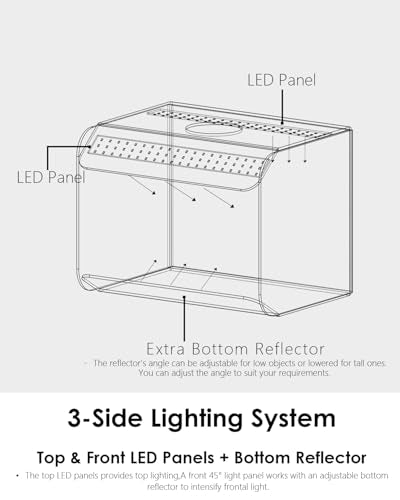 17"x13"x13"Light Box Photography,Foldable Bi-Color Dimmable Shooting Tent Kit with LED Lights & 3 Backdrops，Photo Light Box for Product Photography
