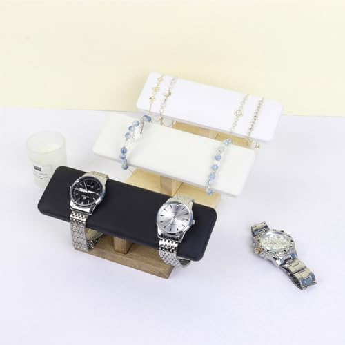 Bracelet Display Tower Watch Holder Jewelry Holder Organizer Rack Wooden Base Watch Display Bangle Scrunchie Headband Headtie Stand Exterior Black PU - color: Flat PU Black