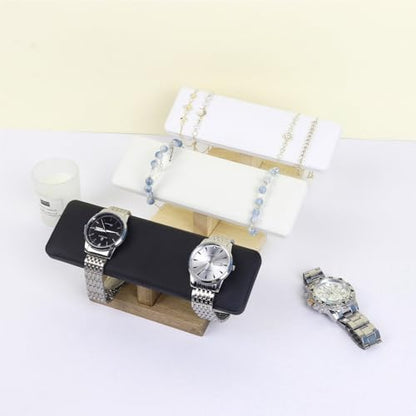 Wooden Watches Display Stands Base Watch Necklace Bracelet Organizer Rack Bangle Scrunchie Headband Showcase Stands Exterior Velvet Black - color: Flat Velvet Black