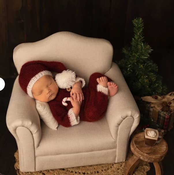 Fashion Cute Newborn Boy Girls Baby Costume Outfits Photography Props Hat Pants - color: Red Wine
