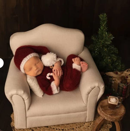 Fashion Cute Newborn Boy Girls Baby Costume Outfits Photography Props Hat Pants - color: Red Wine