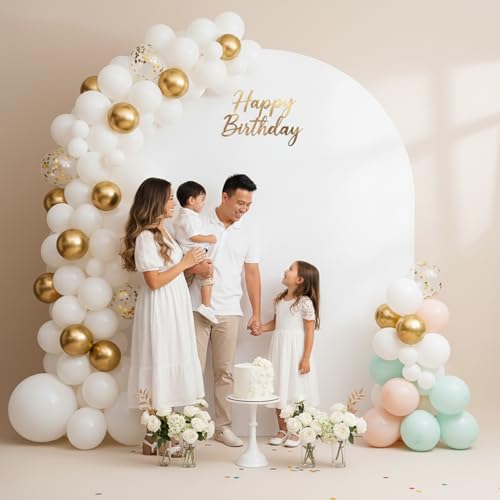 Double Sided 6.6FT White Arch Backdrop Cover Spandex Fitted Stretchy Arch Covers for Wedding Birthday Party Bridal Baby Shower Ceremony - color: White, size: 6.6FT
