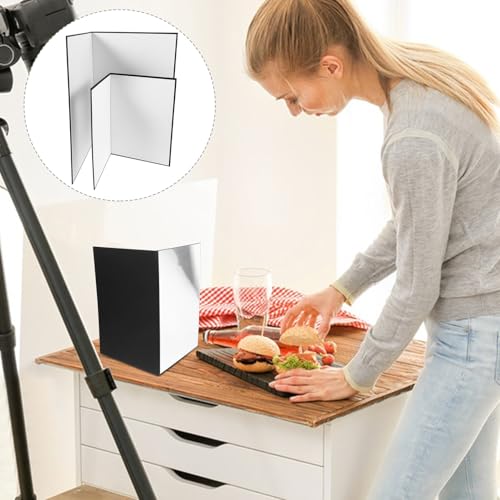 ULTECHNOVO 2pcs Photography Reflector Board Set Foldable Black and White Silver Reflectors for Camera Lighting Portable Photo Accessories for Studio and Outdoor Shooting