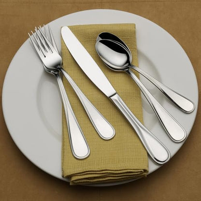Mikasa Bravo Flatware Service for 8 with caddy, 18/10 Stainless Steel, Silverware Set with Serving Utensils and Expandable Caddy, 52 Piece - size: 52 Piece Set, style: Bravo