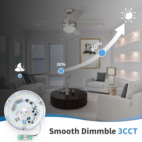 4 Inch Ceiling Fan LED Light Replacement, 18W 6000K 2200LM LED Ceiling Fan Light Kit, Round Ceiling Fan Light Kit Replacement, 120V, CRI90, Dimmable (Natural Daylight) - color: Natural Daylight White 6000K