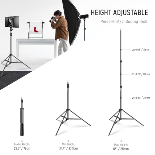 NEEWER Photography Light Stand, 7 Feet / 210cm Aluminum Alloy Photo Studio Tripod Stands for Video, Portrait and Photography Lighting, Reflectors, Soft Boxes, Umbrellas, Backgrounds (2 Pieces) - style: 210cm/2- Pack