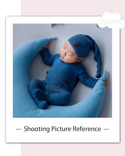 Zeroest Newborn Photography Props Boy Outfits Baby Photo Props Outfit Newborn Boy Photo Shoot Hat Set (Blue) - color: Blue