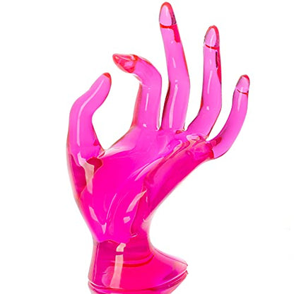 HOMEGOAL Hand Jewelry Holder, Bracelet Ring Watch Jewelry Display Holder Stand, Mannequin Hand, Polyresin, 7 Inch (Rose Red) - color: Rose Red