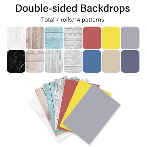 Photo Backdrop Board 7pcs 14patterns Small Product Food Photography Double-Sided Table Top Backdrop Kit Flat Lay Props for Jewelry and Cosmetics(16X11.5 Inch) - color: Wood Solid Color