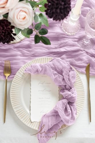 Ling's Moment Luxury Cloth Wedding Napkins - 19x19 Inch Reusable Cheesecloth Linen Napkins for Wedding Reception, Bridal Shower, Dinner Table - Washable, Durable (Set of 10), [Lilac] - color: Prpl-lilac