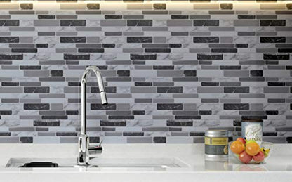 Art3d 12"x12" Peel and Stick Backsplash Tile for Kitchen, Marble Grey (6-Sheet) - color: Light Grey