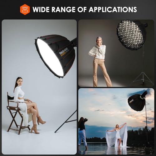 TARION Quick Release Parabolic Softbox - Bowens Mount Softbox with Diffusers/Honeycomb Grid/Carrying Bag for Live Streaming, Photography, Videography (Parabolic 23.5"/60cm) - style: Parabolic 23.5"/60cm