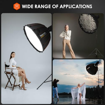 TARION Quick Release Parabolic Softbox - Bowens Mount Softbox with Diffusers/Honeycomb Grid/Carrying Bag for Live Streaming, Photography, Videography (Parabolic 23.5"/60cm) - style: Parabolic 23.5"/60cm