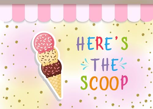 7x5Ft Ice Cream Backdrop Here's The Scoop Summer Sweet Happy Birthday Party Decorations for Girls Ice Cream Photography Background for Photo Studio Props - color: Ice cream Backdrop 4