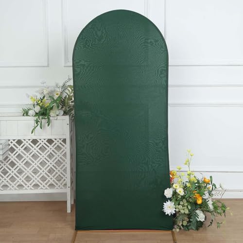 Efavormart 6ft Hunter Green Fitted Spandex Arch Slipcover, Snug Fit Round Top Backdrop Sleeve for Forest Ceremonies and Botanical Staging - color: Hunter Green, size: 6 FT