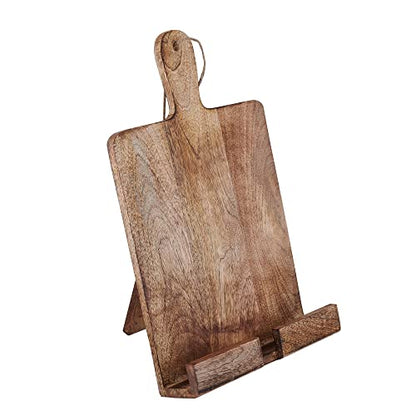 Wedding Cooking Gifts Wooden Cookbook Stand Chopping Board Style Foldable Recipe Book Stand Holder Easel for Kitchen Text Book Tablet L 9.5 x B 1.5 x H 14 inches (Brown) - color: Brown