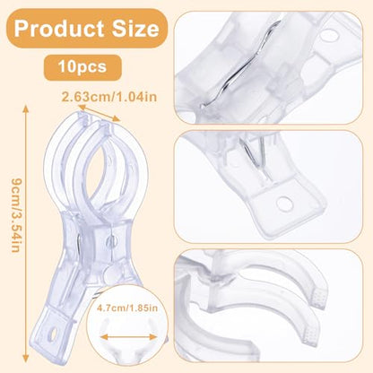 10 Pcs Large Balloon Arch Clips Transparent Clips for Balloon Arch 3.5 Inch Heavy Duty Back Drop Clips Clamps Plastic Spring Clamps for Birthday Wedding Backdrop Stand Photography Crafts Decoration