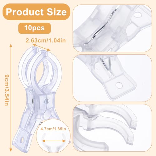 10 Pcs Large Balloon Arch Clips Transparent Clips for Balloon Arch 3.5 Inch Heavy Duty Back Drop Clips Clamps Plastic Spring Clamps for Birthday Wedding Backdrop Stand Photography Crafts Decoration