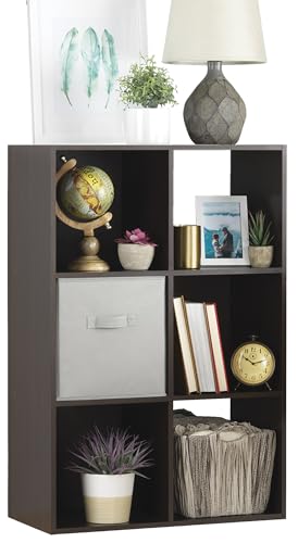 Whitmor 6 Cube Storage Organizer, 3 Tier Stackable Mdf Wood Bookcase, Open Storage Display Bookshelf, Storage Cabinet for Living Room, Bedroom, Home, Office, 23.7"L x 11.7"W x 35.2"H, Espresso - color: Espresso, size: 6 Cube Stackable