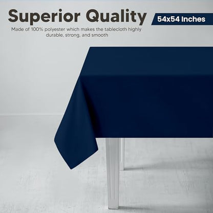 Utopia Kitchen Rectangle Table Cloth 2 Pack(54x54 Inches, Navy Blue), Tablecloth Machine Washable, Polyester Table Cover for Dining, Buffet Parties, Picnics, Events, Weddings and Restaurants - color: Navy Blue, size: 2 Pack 54x54 Inch Tablecloth