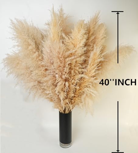 10 PCS 40" Tall Pampas Grass Stems in Natural Beige, Add a Boho Touch to Your Space—Pompas Grass Ideal for Floral Arrangements, Floor Vases, Weddings, and Creating a Bohemian Ambiance at Home. - size: 40inch-10pcs