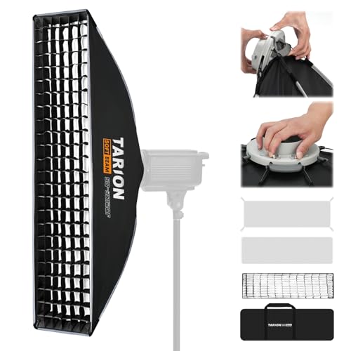 TARION 11.8"x47.2" Quick Release Strip Softbox - Foldable Bowens Mount Softbox with Diffusers/Honeycomb Grid/Carrying Bag for Live Streaming, Photography, Videography (SQ-30120F) - size: 11.8x47.2 in (30x120cm)
