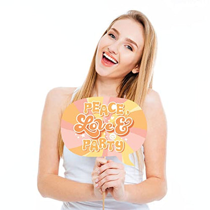 Big Dot of Happiness Stay Groovy - Boho Hippie Party Photo Booth Props Kit - 20 Count