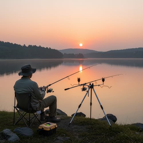2 Pcs Portable Fishing Rod Holder for Ground Aluminum Alloy Rack with Lock Bank Fishing Rod Holder Fish Pole Bracket Stands Collapsible Fish Accessory Outdoor