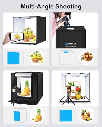 PULUZ Light Box Photography, 24x24 inch Large Photo Light Box with 120 LED Beads, CRI >95, Professional Portable Photo Booth Shooting Tent Kit with 6 Color Backdrops for Product Photography