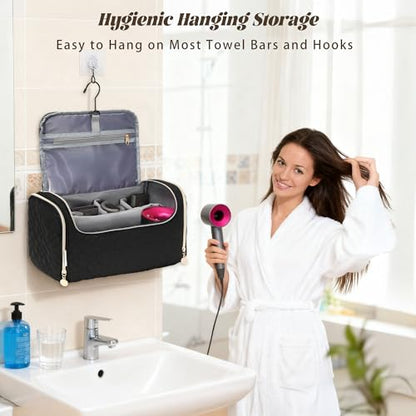 Large Travel Carrying Case for Dyson Airwrap & Shark FlexStyle, Waterproof Hair Tool Organizer Bag with Customizable Dividers, Padded Storage Pouch for Stylers & Attachments, Black